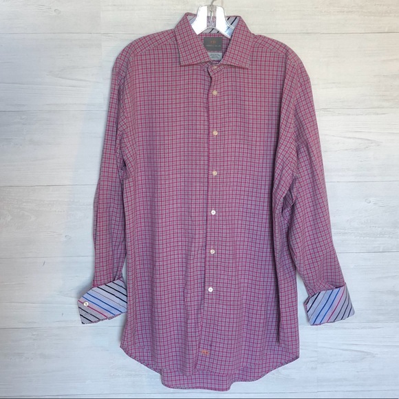 Thomas Dean Other - Thomas Dean Pink Gingham Cotton Button Down Shirt